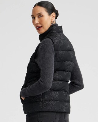Jacquard Print Puffer Vest