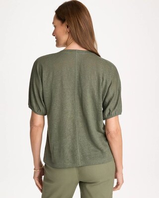 Linen Ruched V-Neck Tee click to view larger image.