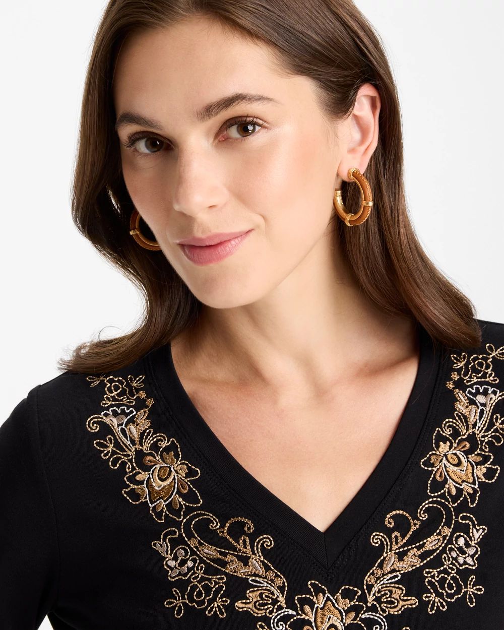 Faux Leather Hoop Earrings click to view larger image.