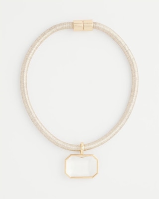 Goldtone Glass Gem Pendant Cord Necklace
