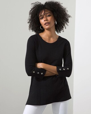 3/4 Button Sleeve Slub Tunic