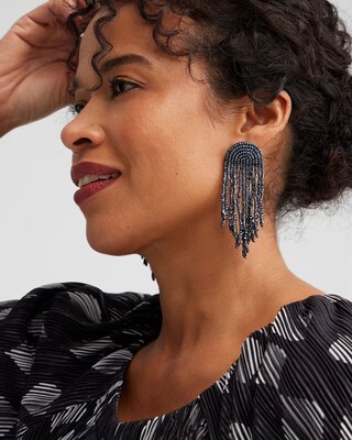 Blue Fringe Earrings