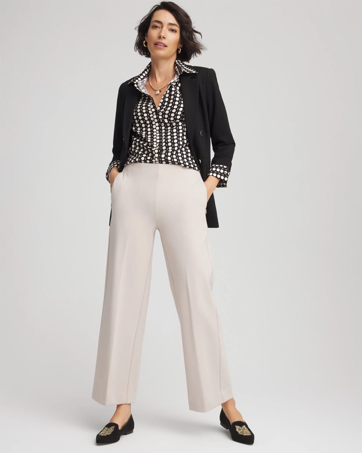 Chico's Juliet Slim Wide-leg Cropped Pants In Taupe In Gray