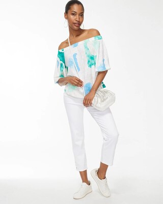 Linen Confetti Off-Shoulder Top