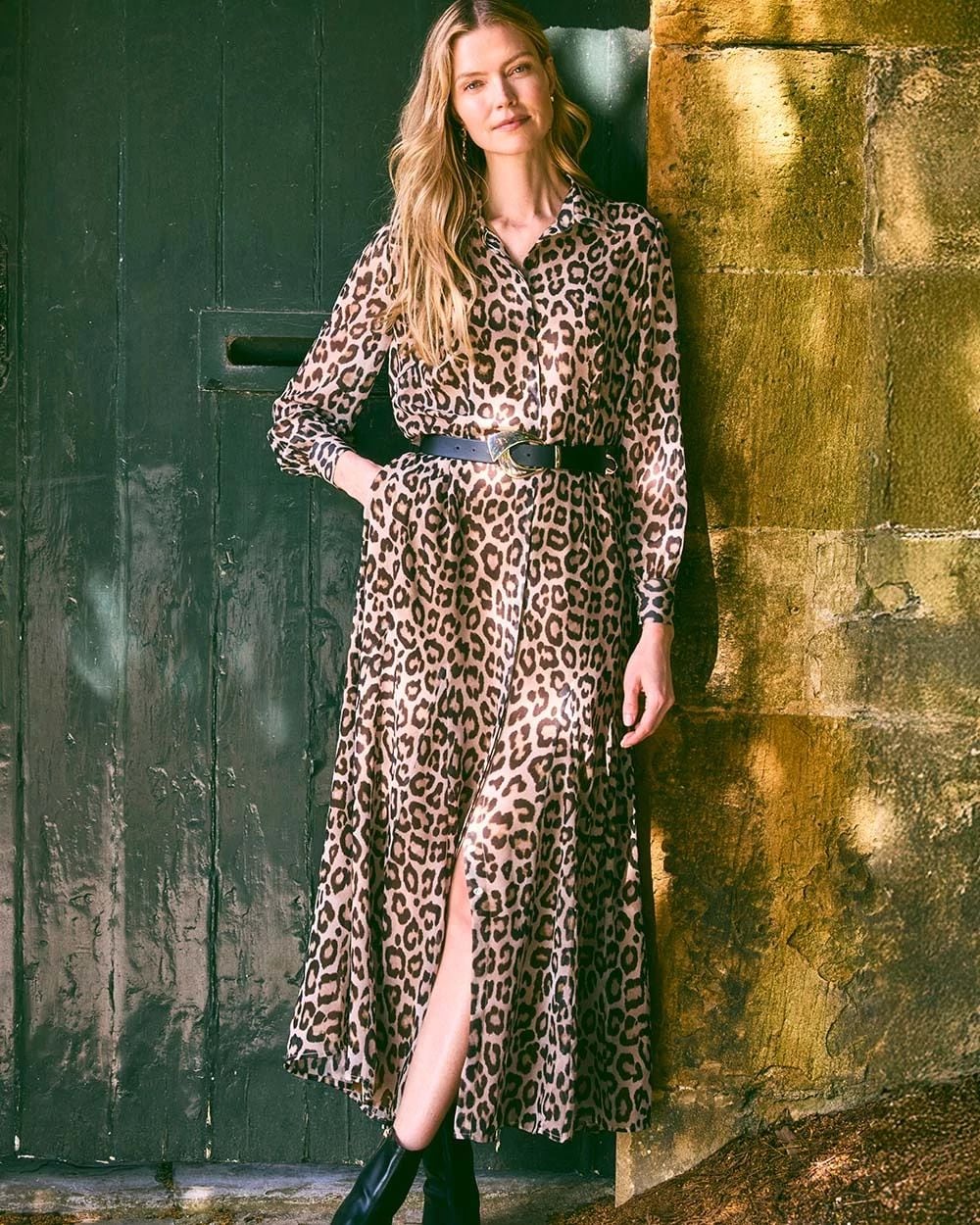 Cheetah-Print Godet Dress