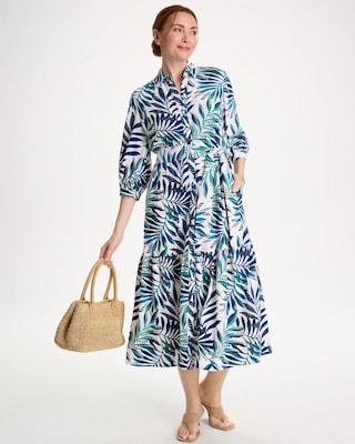 Palm Cotton-Rayon Slub Shirtdress click to view larger image.