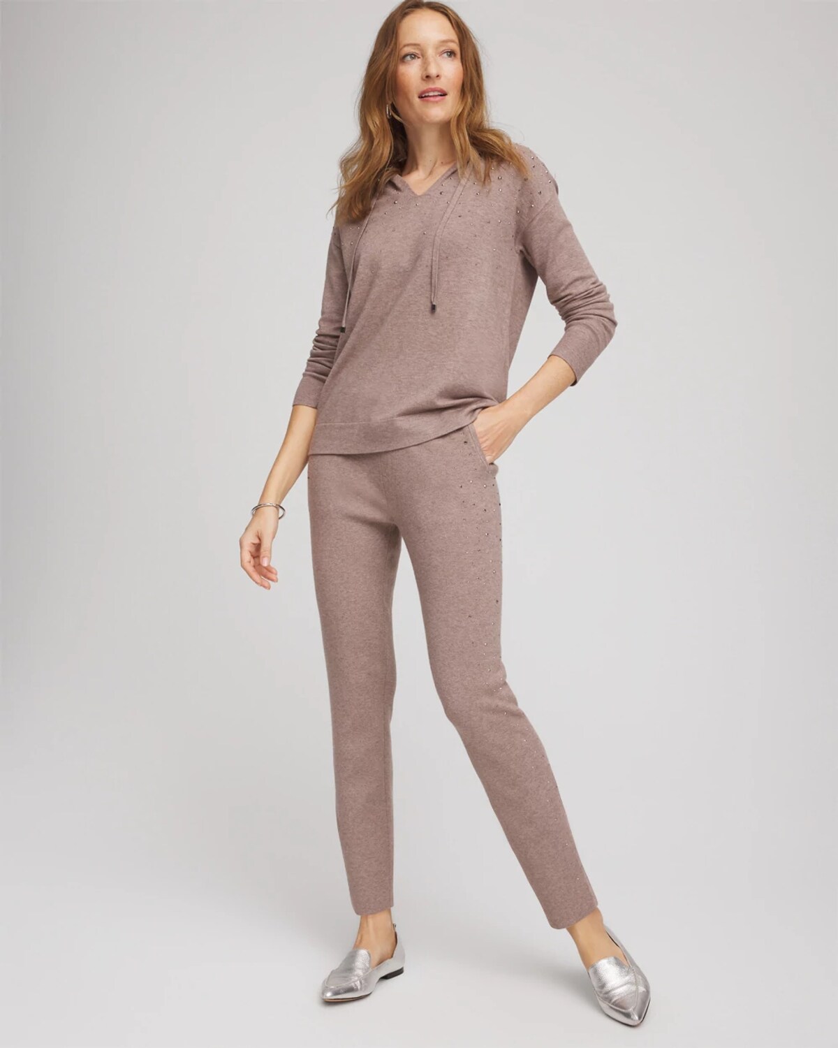 Chico's Luxe Rhinestone Ankle Pants In Taupe In Brown