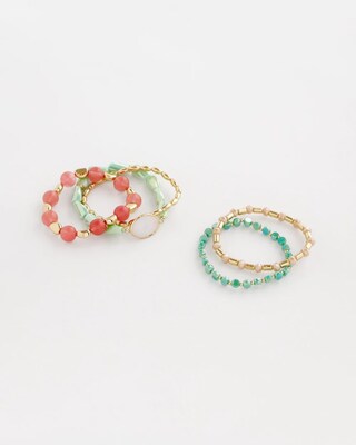 Green & Pink Stretch Set of Five Bracelets