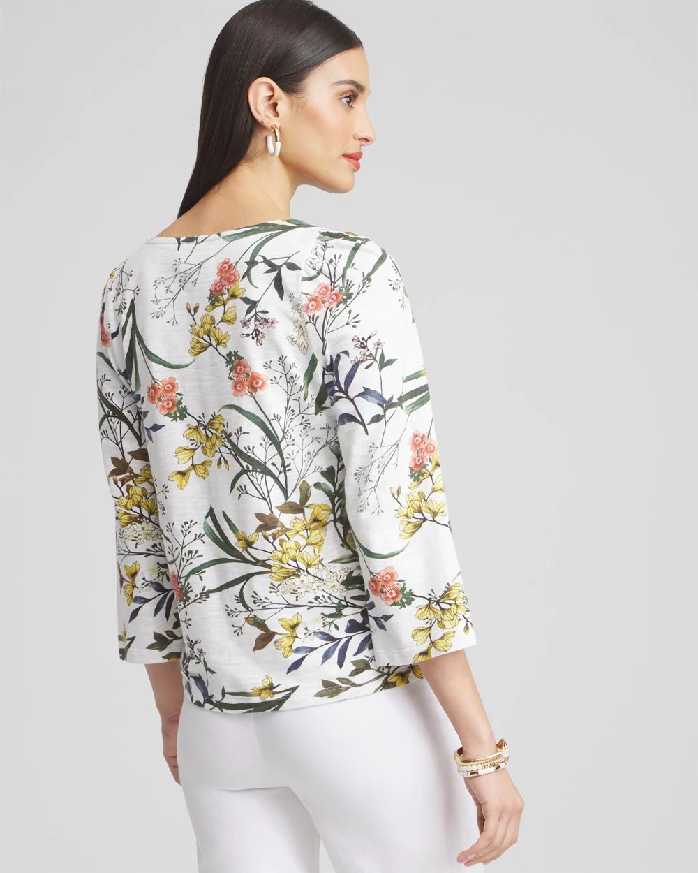 Floral Square Neck Bell Sleeve Top