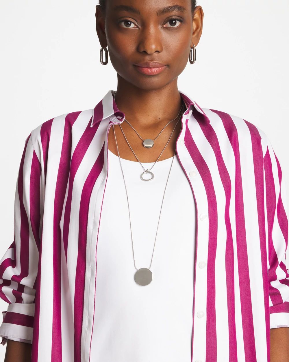 Silver Triple Pendant Necklace click to view larger image.