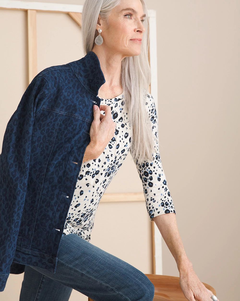 Animal-Print Denim Jacket