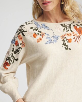 Embroidered Dolman Pullover Sweater click to view larger image.