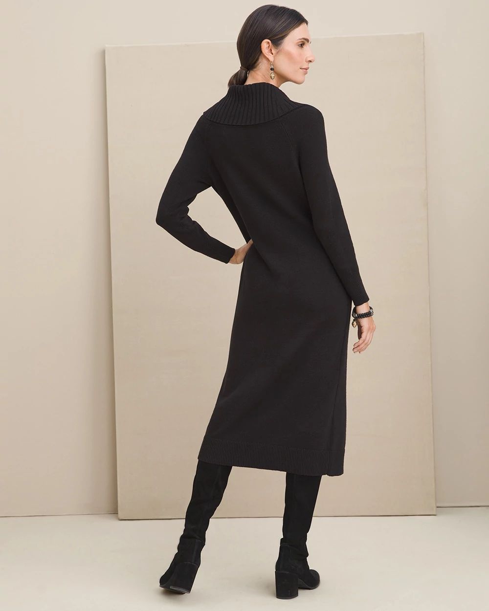 Peek-a-Boo Shoulder Midi Sweater Dress