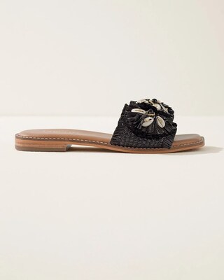 Black Seashell Slide Sandals