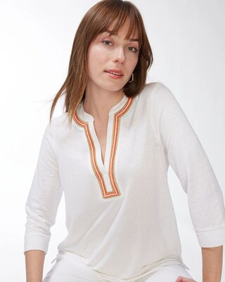 Linen-Blend Gold & Orange Tunic