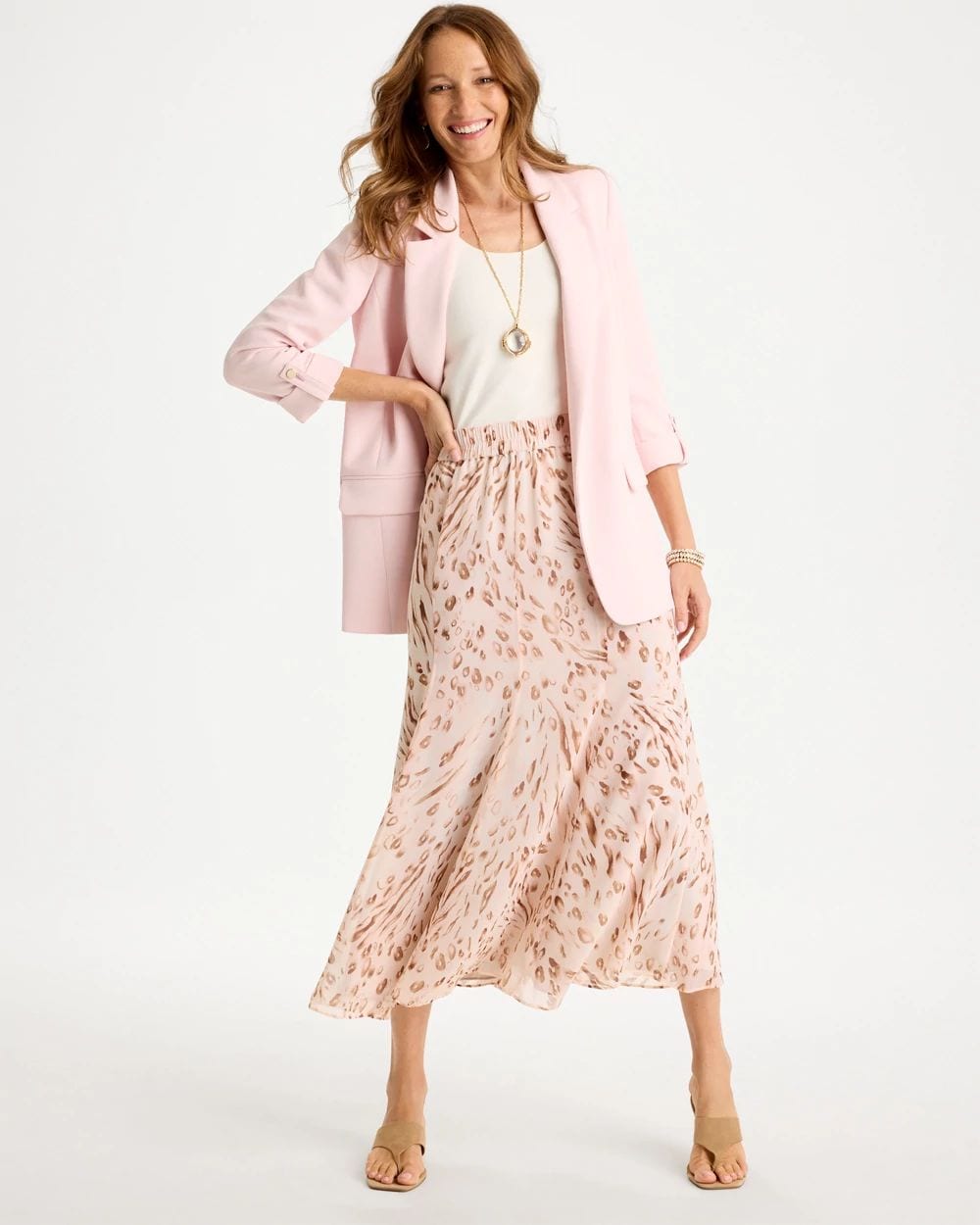 Cheetah Pull-On Godet Skirt