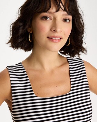 Striped Contour Cotton™ Square Neck Tank click to view larger image.