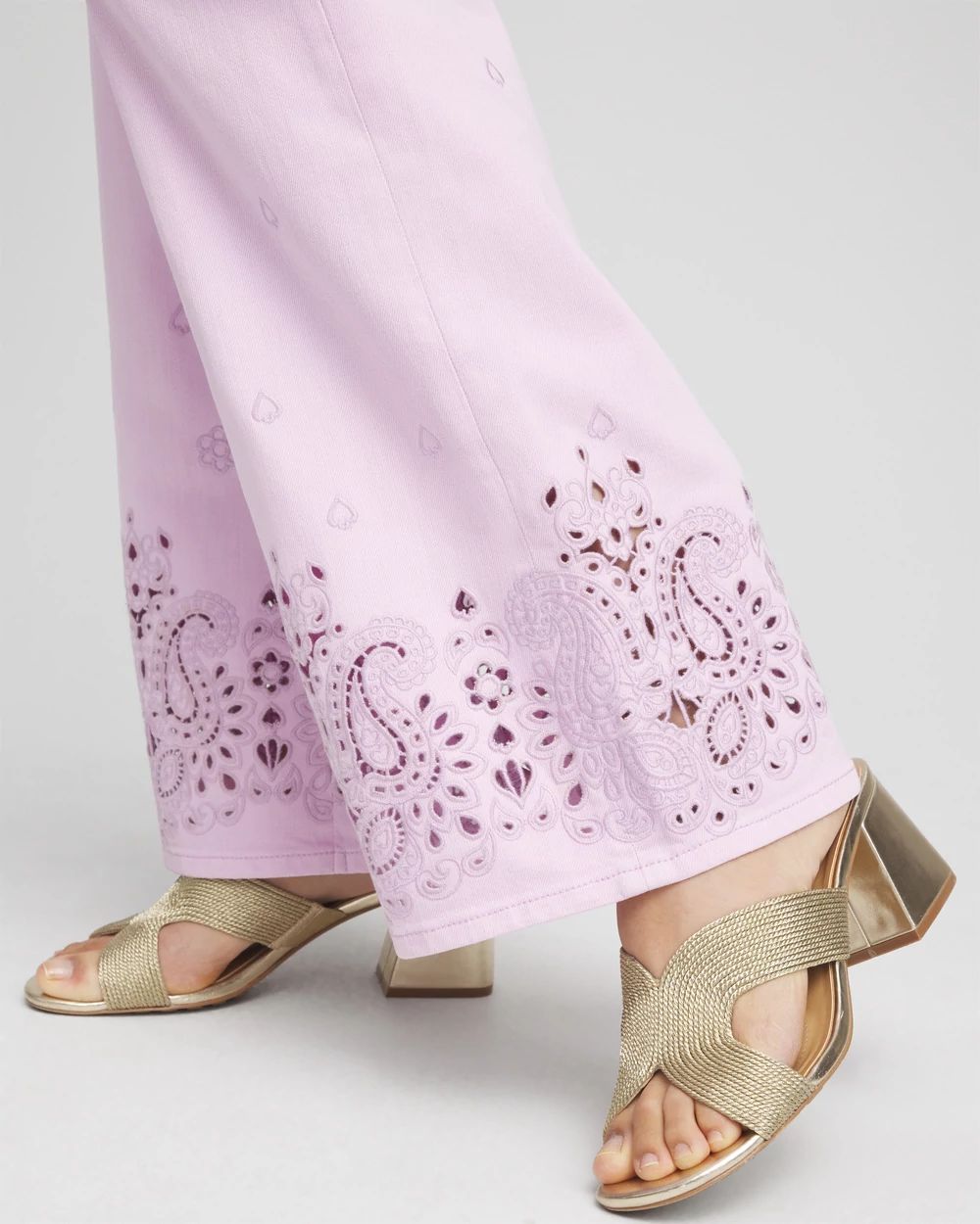 Lavender Eyelet High-Rise Jeans