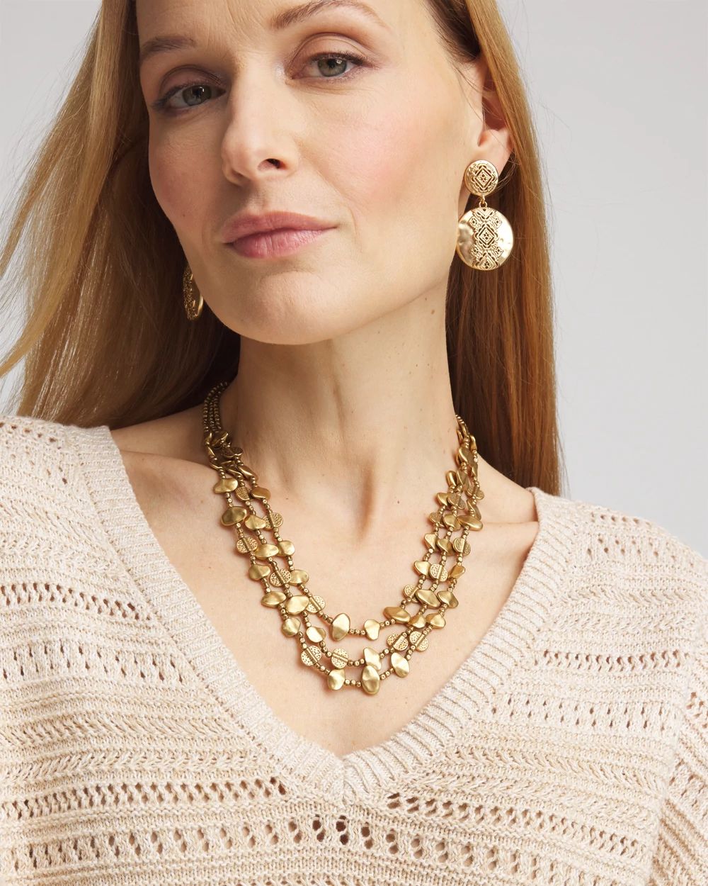 Gold Nugget Collar Necklace