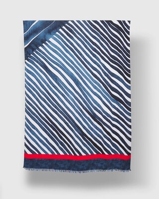 Silk Blend Stripe Oblong Scarf
