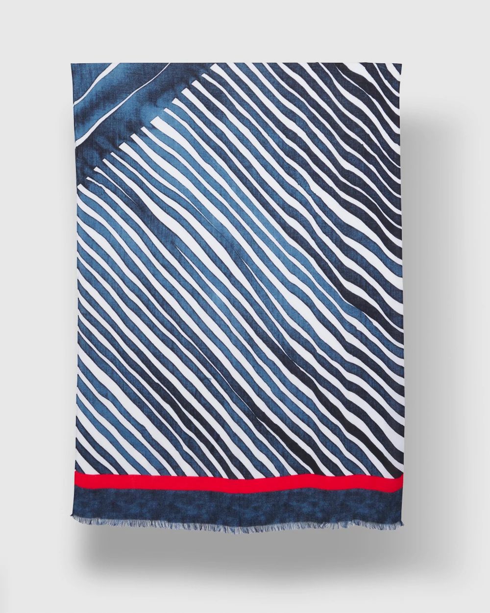 Silk Blend Stripe Oblong Scarf