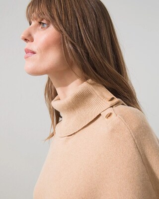Suede Trim Snap Sweater Poncho