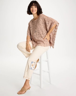 Cotton Crochet Lace Poncho click to view larger image.