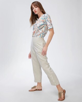 Linen Button Hem Crops
