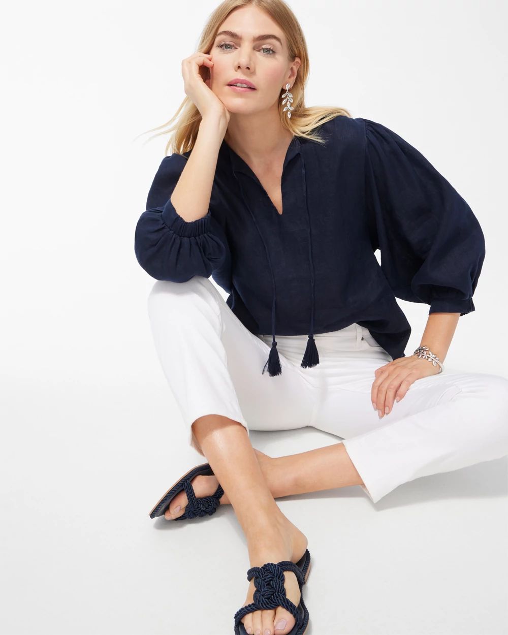 Linen Popover Blouse