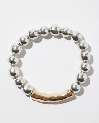 Mixed Metal Bar Stretch Bracelet
