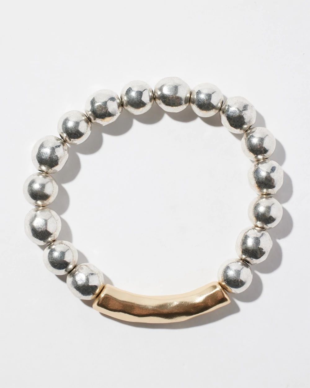 Mixed Metal Bar Stretch Bracelet