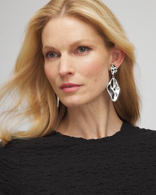 No Droop™ Silver Drop Clip-On Earrings click to view larger image.