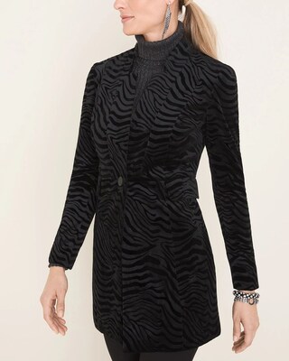 Embossed Zebra-Print Velvet Jacket