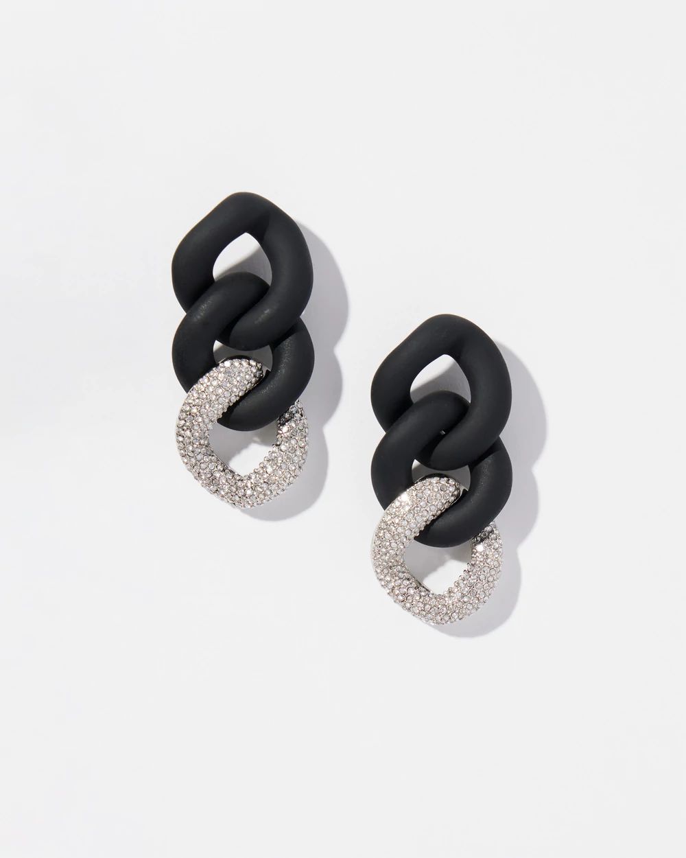 Silver Tone Pavé Link Earrings