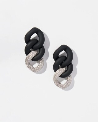 Silver Tone Pavé Link Earrings