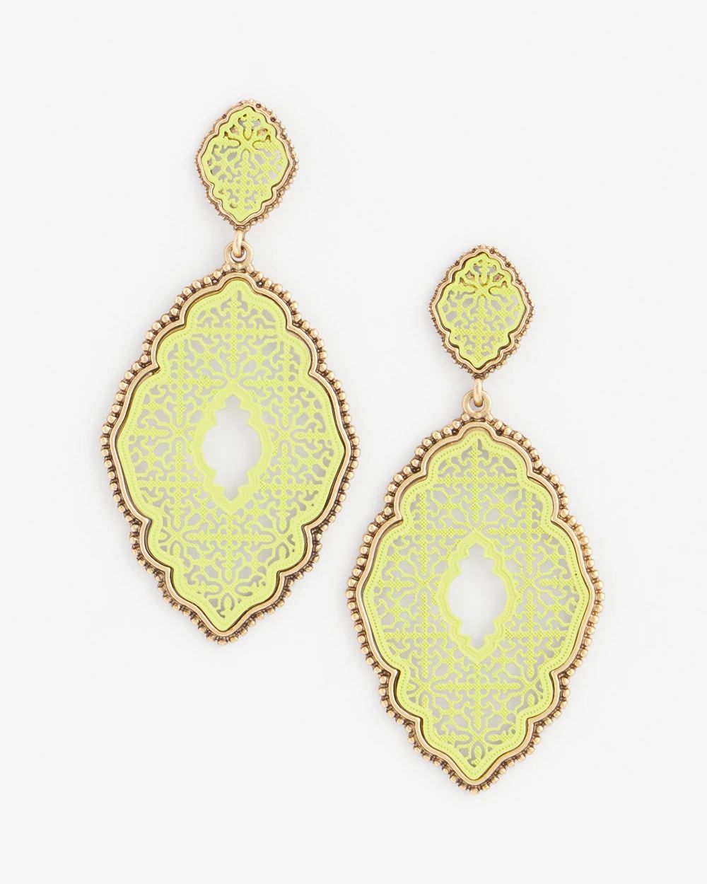 No Droop® Green Filigree Drop Earrings