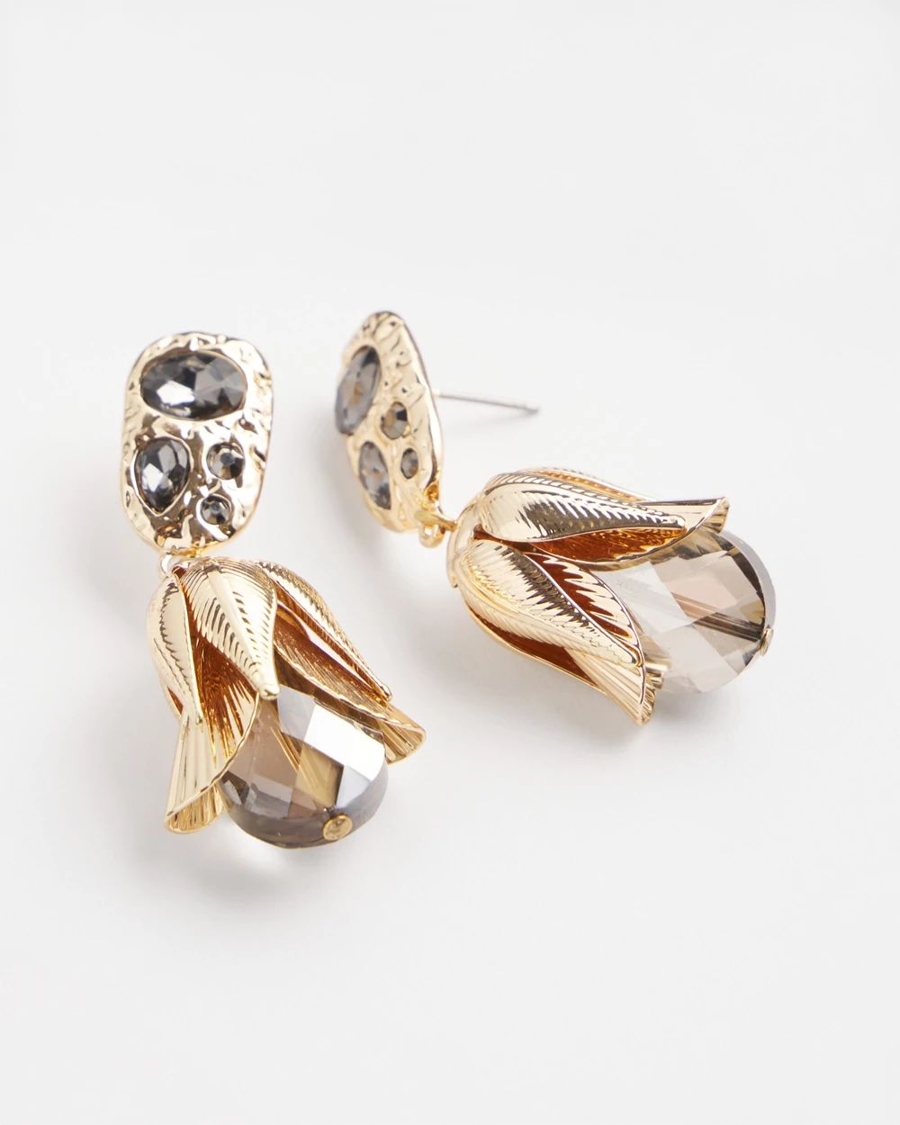 No Droop® Embellished Tulip Drop Earrings