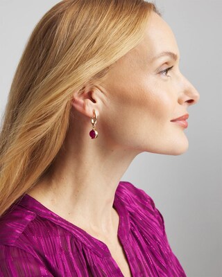 No Droop™ Purple Beaded Drop Earrings