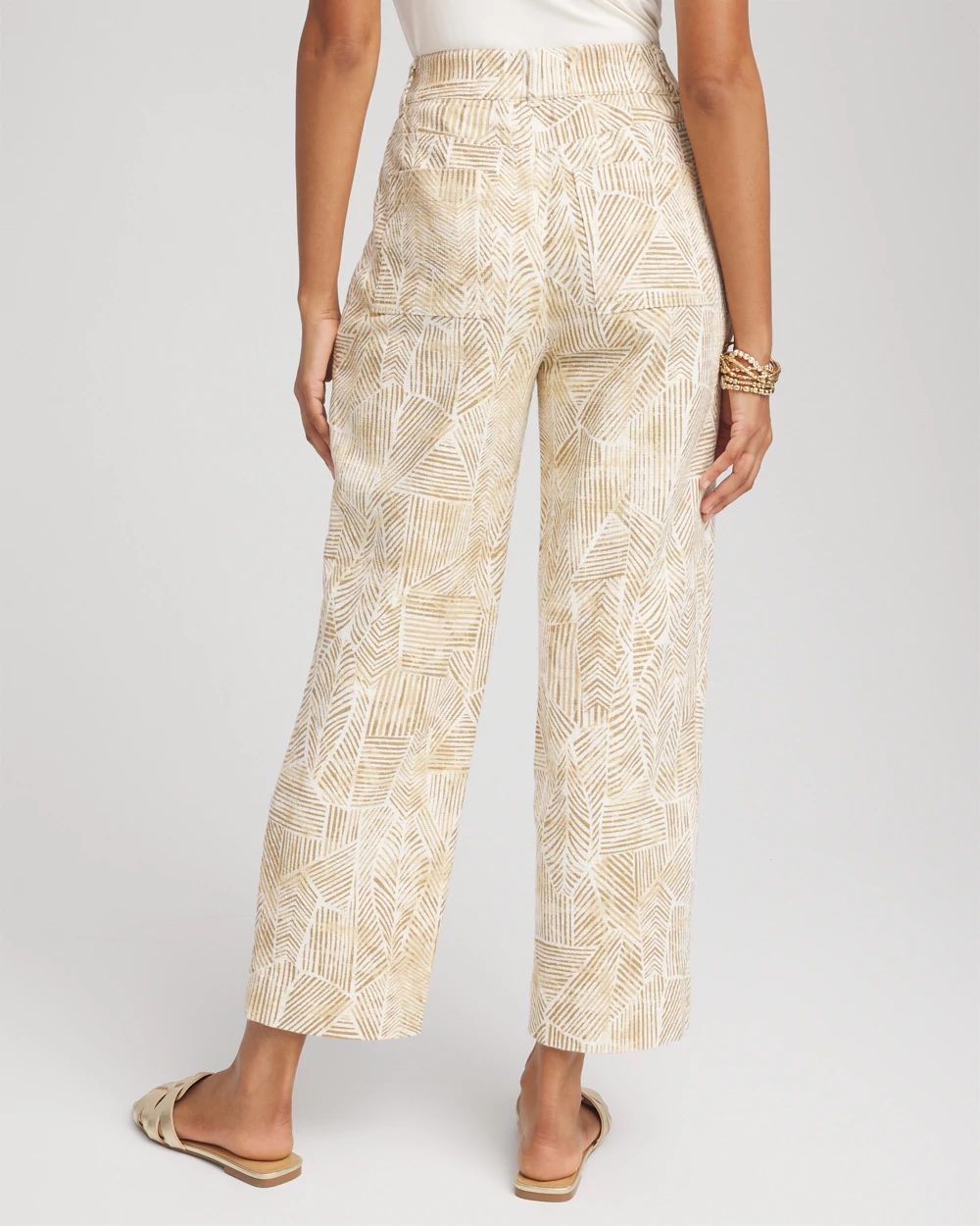 Petite Printed Straight Wide-Leg Pants