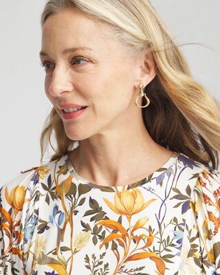No Droop™ Gold Tone Horsebit Drop Earrings