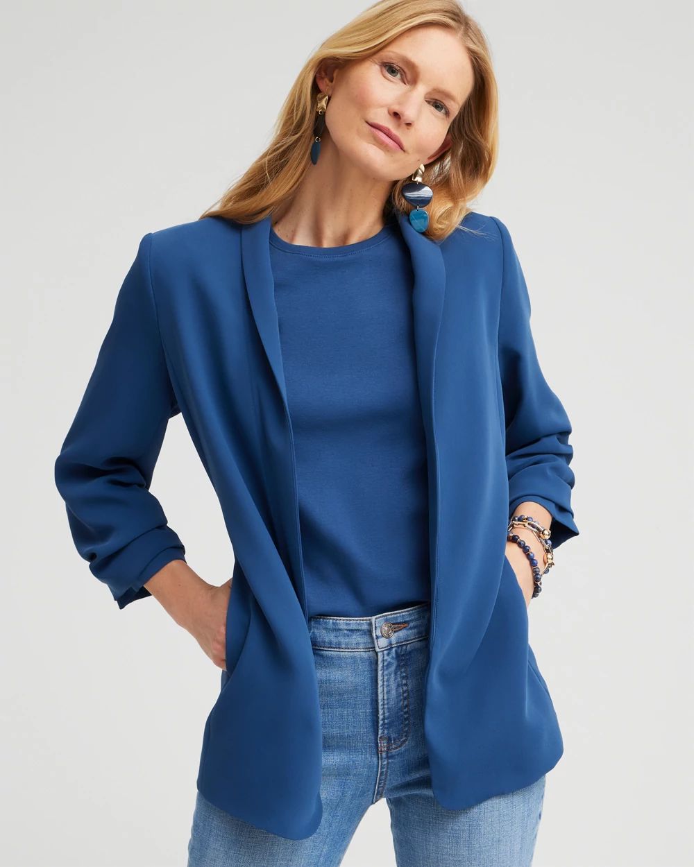 Ruched Sleeve Soft Jacket