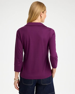 Knit Henley 3/4 Sleeve Tee click to view larger image.