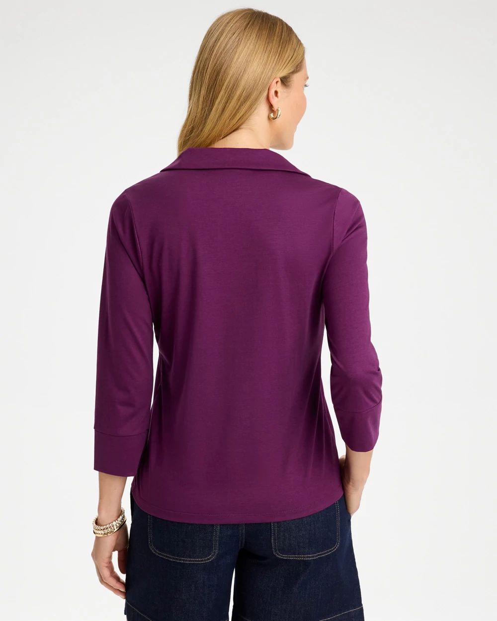 Knit Henley 3/4 Sleeve Tee