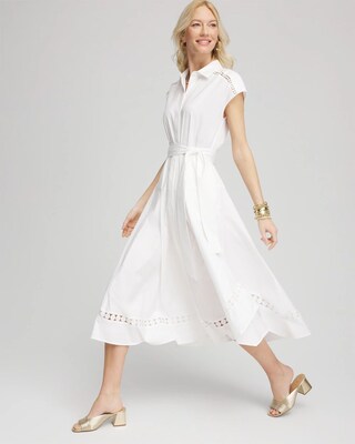 Petite Poplin Circle Trim Maxi Shirtdress click to view larger image.