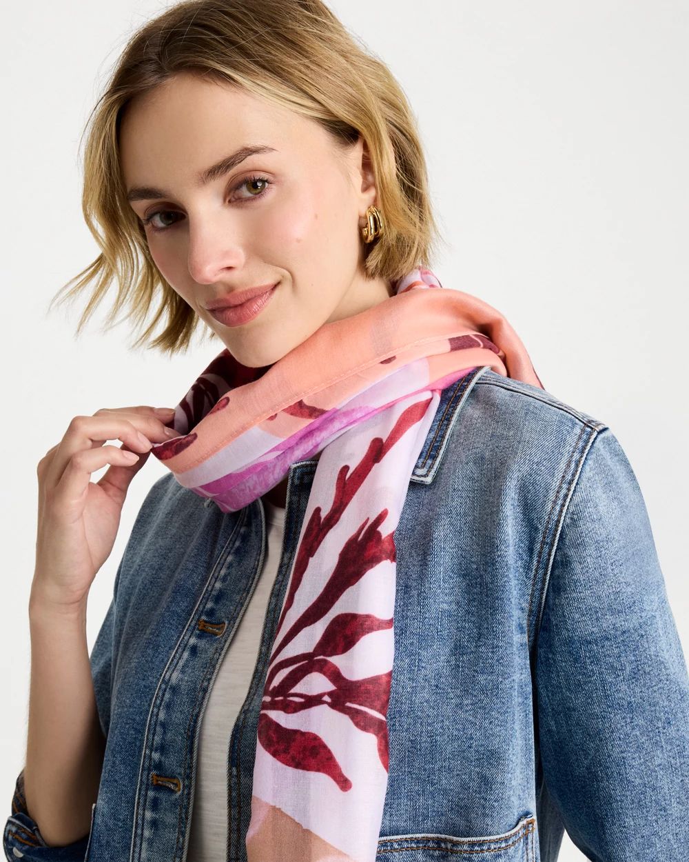 Coral Motif Oblong Scarf click to view larger image.