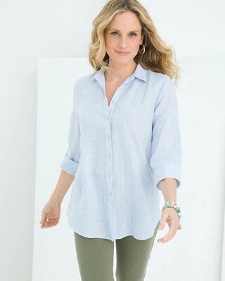 No-Iron Linen Striped Shirt