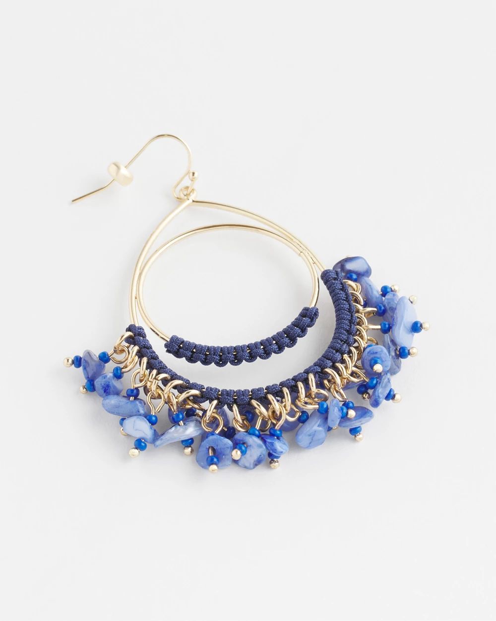 No Droop® Blue Fringe Hoop Earrings