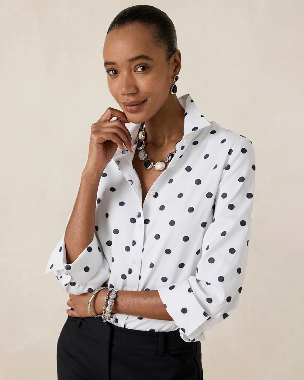 No Iron™ Stretch Perfect Dots Shirt