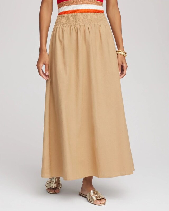 Smocked Pull-On Midi Skirt - image 2