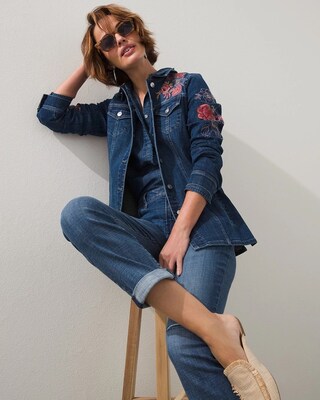 Floral Embroidered Denim Jacket